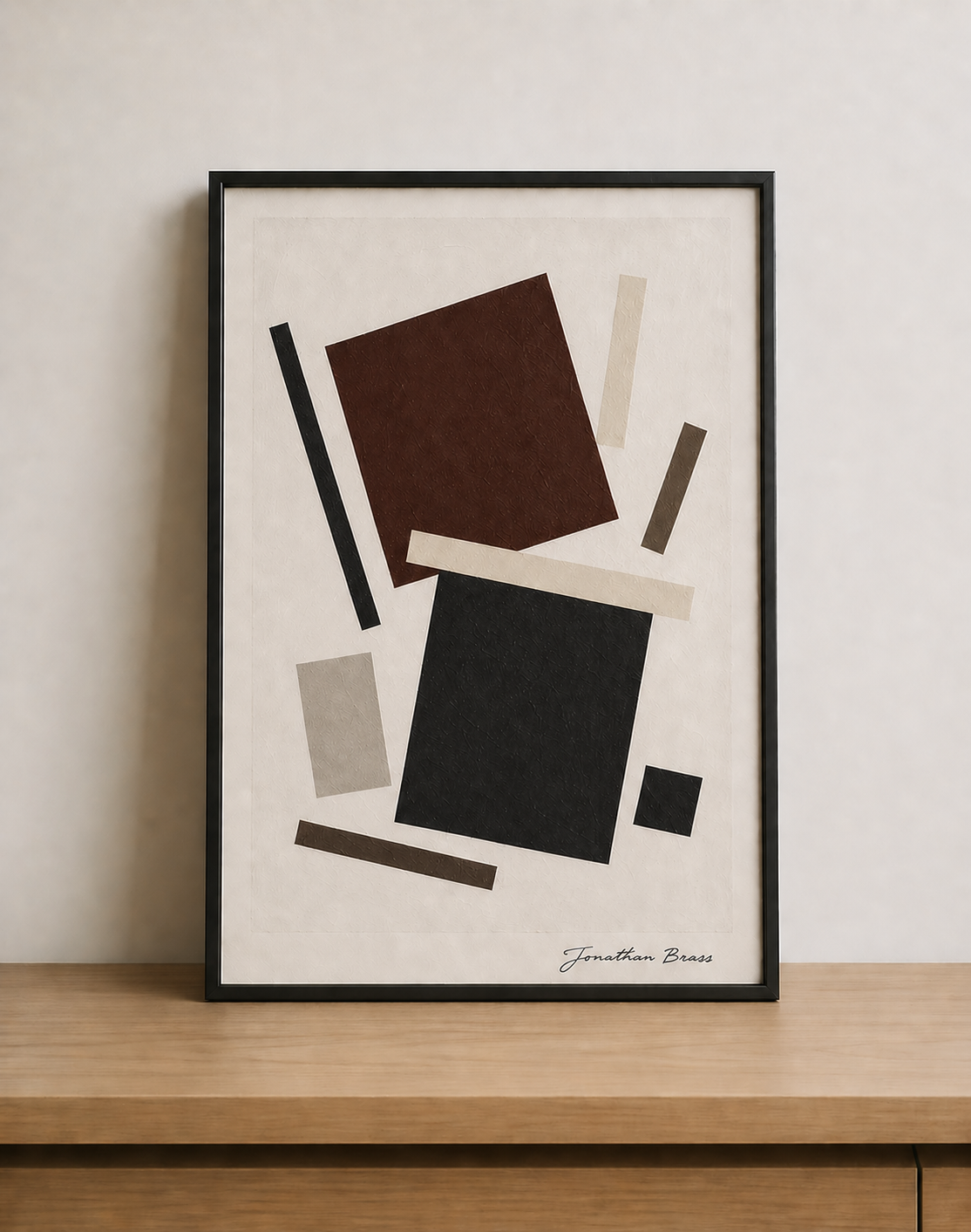 Abstract geometric art on wooden table