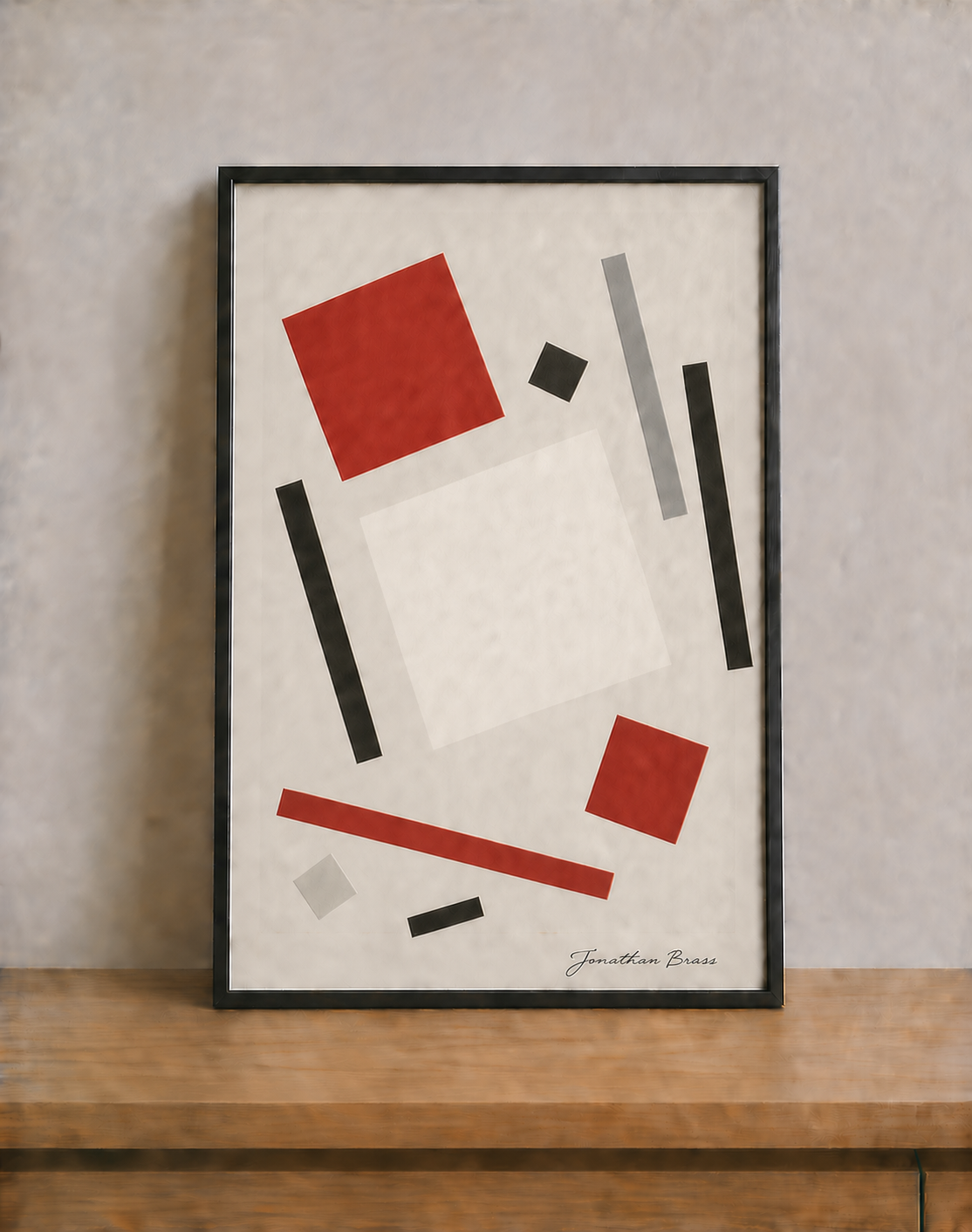 Abstract geometric art on wood surface (2)