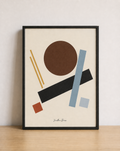Geometric abstract art on minimal backdrop