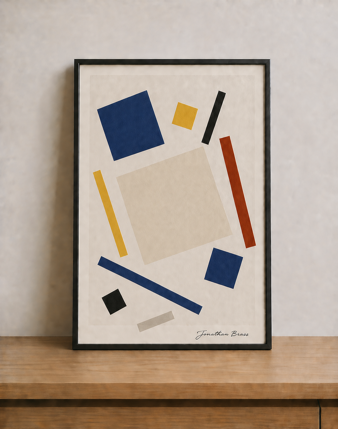 Geometric abstract art on wood surface