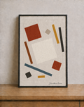 Minimalist abstract art on wood surface