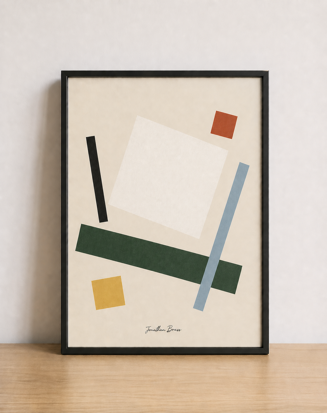 Minimalist geometric art on display