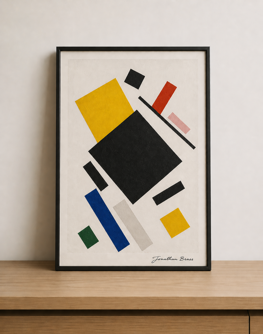 Minimalist geometric art with bold colors