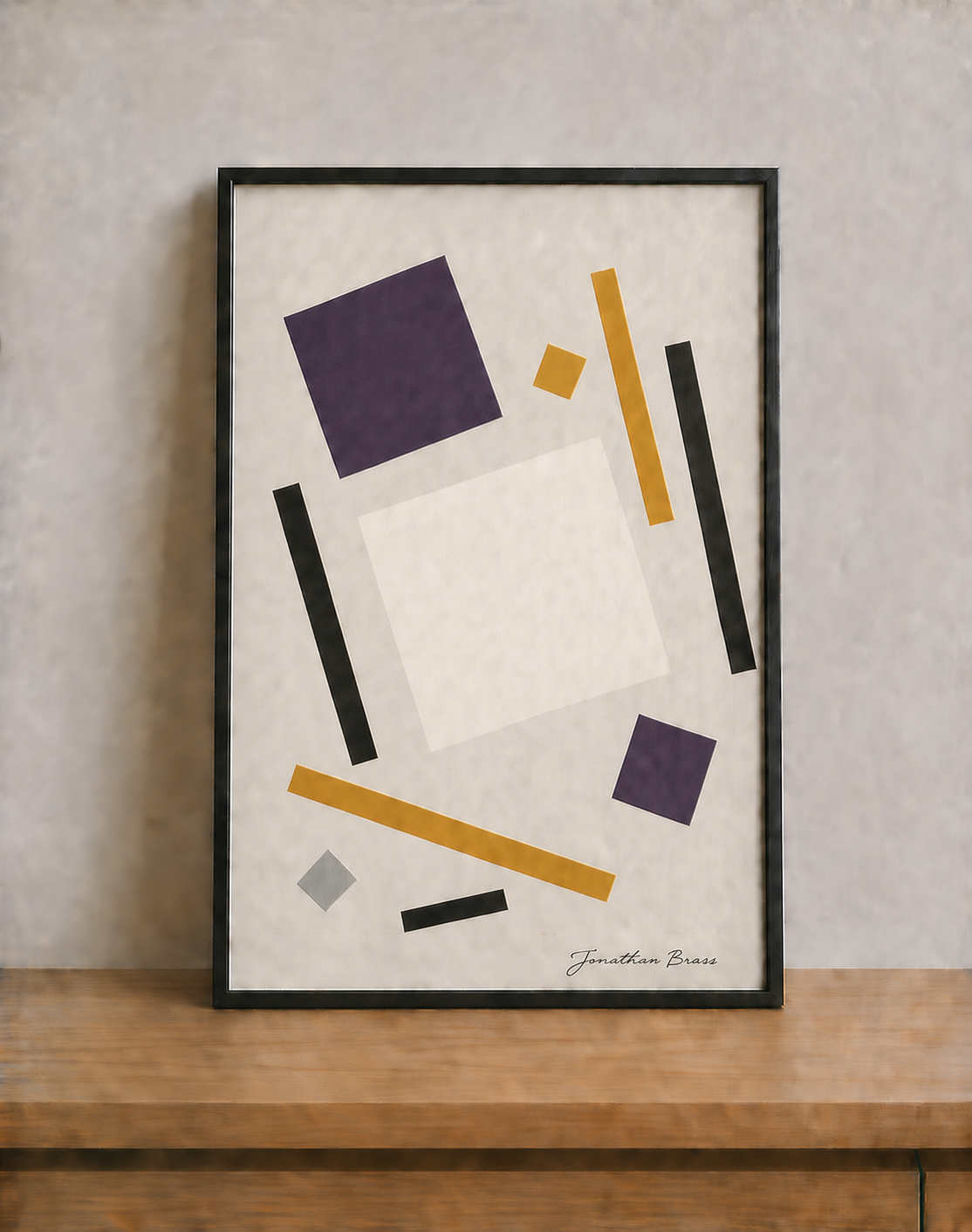 Modern abstract art on wooden surface