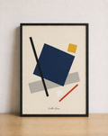 Modern geometric abstract on wood desk
