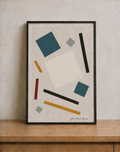 Modern geometric art on a wooden surface